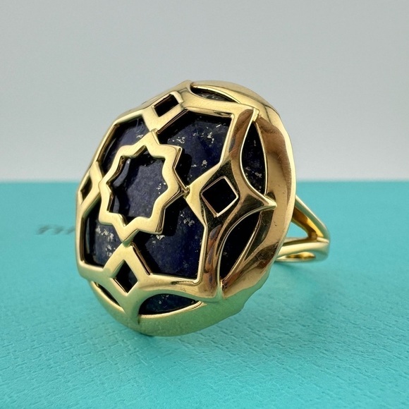 RARE Tiffany & Co. 18k Paloma's. Zellige Cocktail Ring with Lapis Lazuli Size 7 - Picture 1 of 10